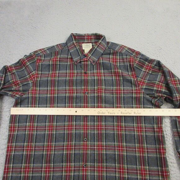 L.L. Bean Mens Scotch Plaid Flannel Shirt size L Traditional Fit Brushed Soft - Picture 4 of 7